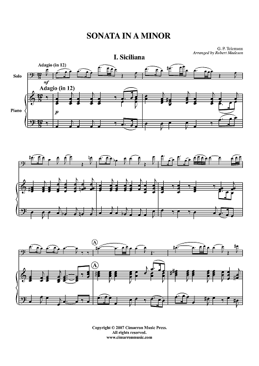 Sonata in A Minor - Piano Score