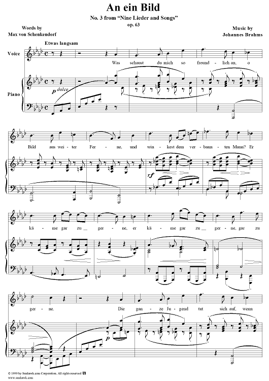 An ein Bild - No. 3 from "Nine Lieder and Songs" Op. 63