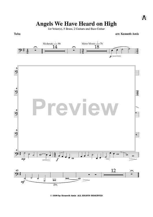 Angels We Have Heard on High - Tuba