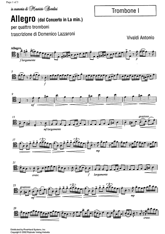Allegro from a minor concerto - Trombone 1