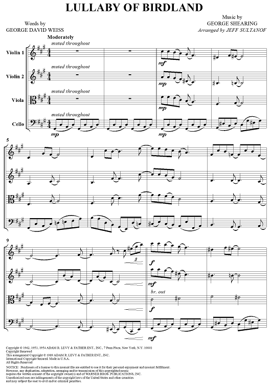 Lullaby of Birdland - Score