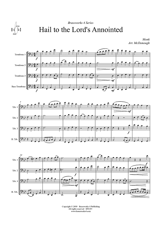Hail to the Lord's Annointed - Score