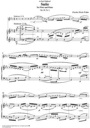 Suite, Op. 34, No. 1 for Flute and Piano - Piano Score