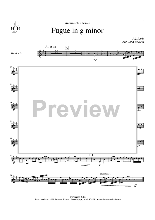 Fugue in g minor - Horn 1 in Eb