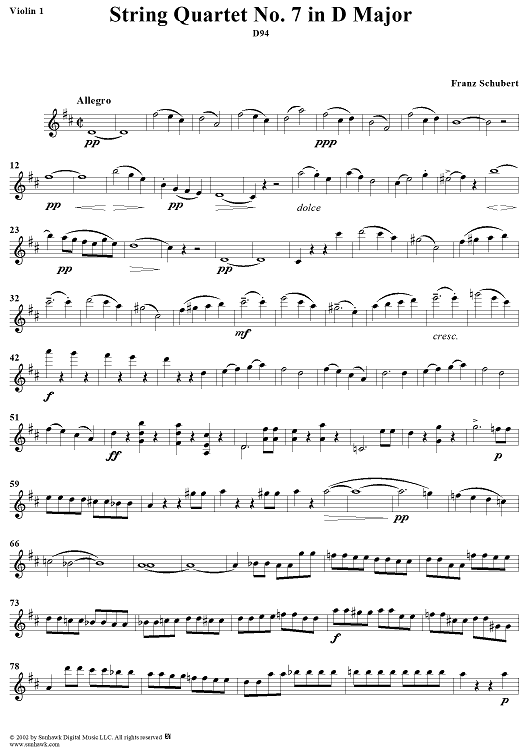 String Quartet No. 7 in D Major, D94 - Violin 1
