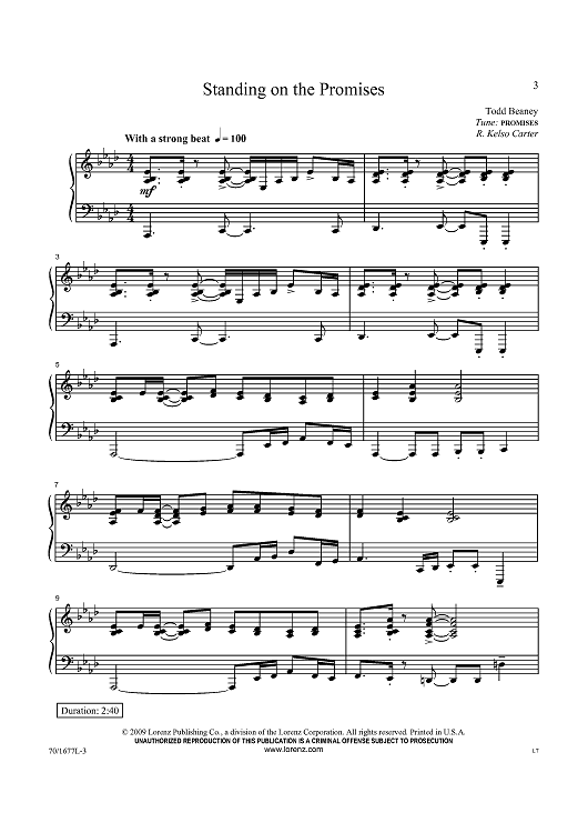 Standing on the Promises" Sheet Music for Piano Solo Sheet Music Now