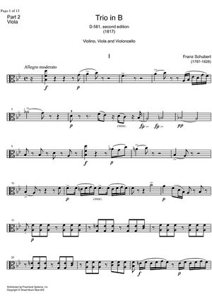 String Trio Bb Major D581B - Viola