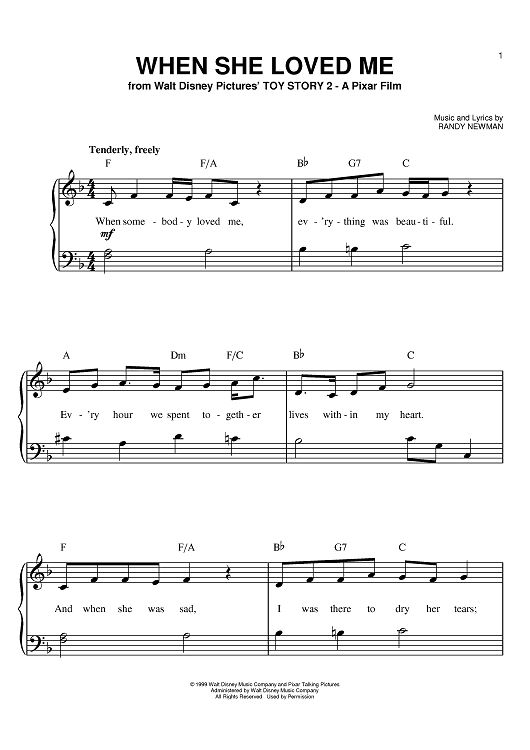 When she loved me cheap piano