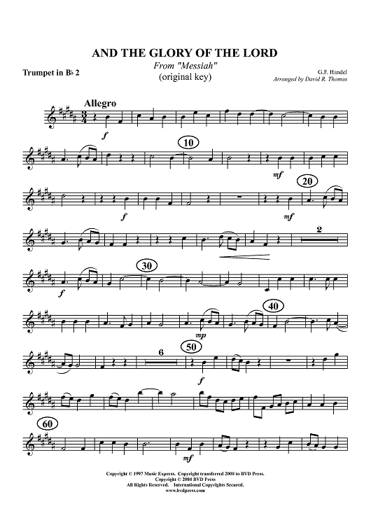 And the Glory of the Lord - Trumpet 2