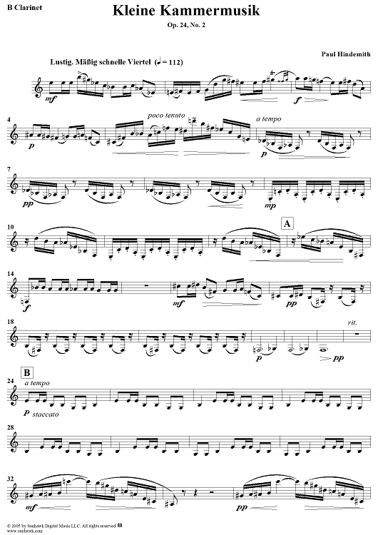 Kleine Kammermusik für fünf Bläser - Clarinet