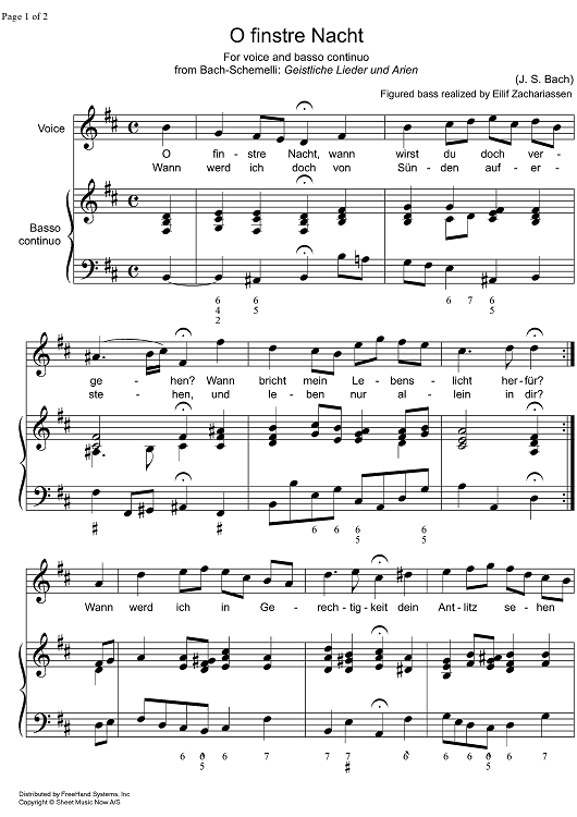 O finstre Nacht BWV 492