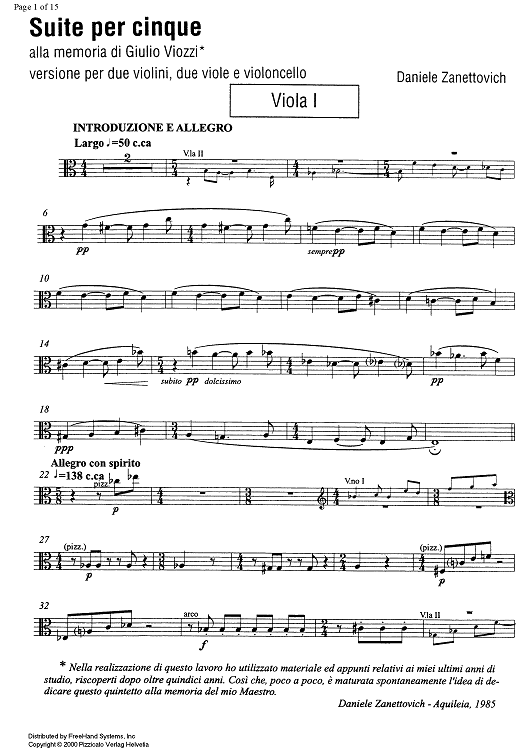 Suite per cinque - Viola 1