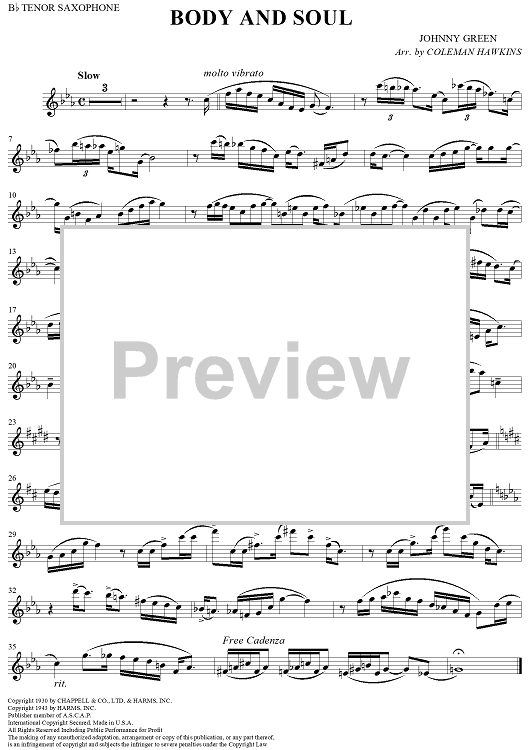 Body and Soul - B-flat Tenor Saxophone