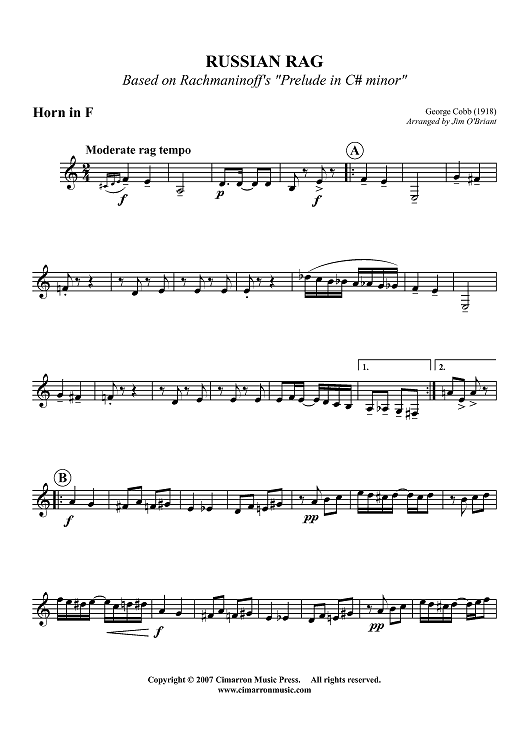 Russian Rag (Rockie's Rag) - Horn in F