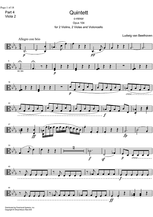 String Quintet c minor Op.104 - Viola 2