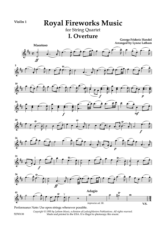 The Royal Fireworks Music - Violin 1