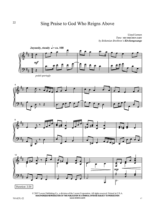 Sing Praise to God Who Reigns Above