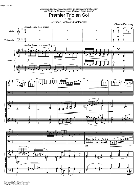 Piano Trio G Major - Score