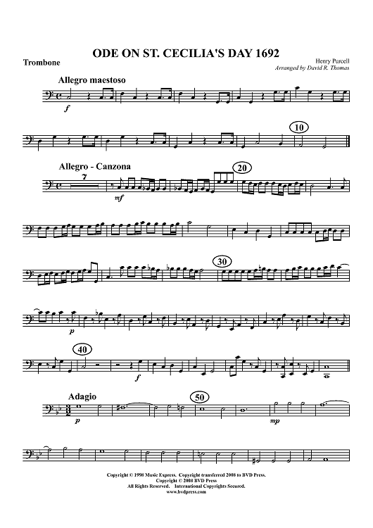 Ode on St. Cecilia's Day - Trombone