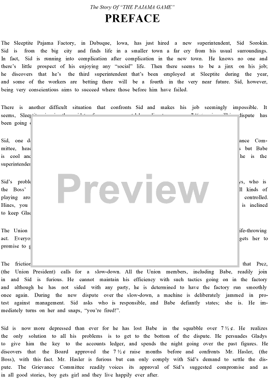 The Pajama Game: Vocal Selections - Preface