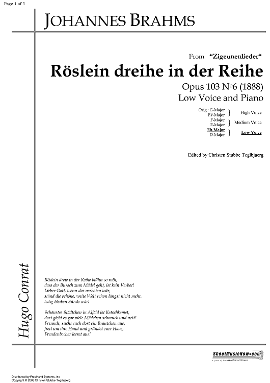 Röslein dreihe in der Reihe Op.103 No. 6