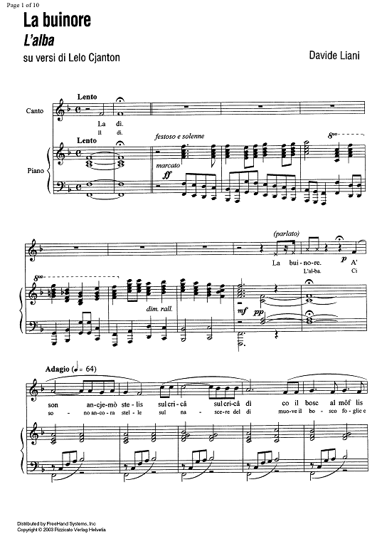 La dì (The day - 4 friuli songs) - Score