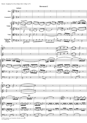 Symphony No. 29 in A Major, Movement 2 - Full Score