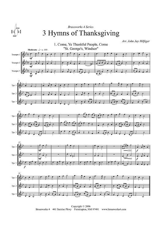 3 Hymns of Thanksgiving - Score