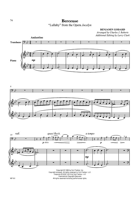 Berceuse “Lullaby” from the Opera Jocelyn