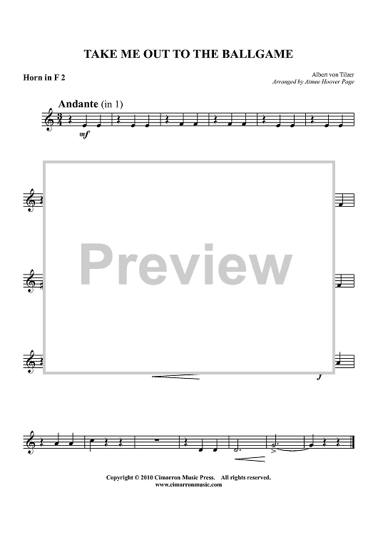 Take Me Out to the Ballgame - Horn in F 2