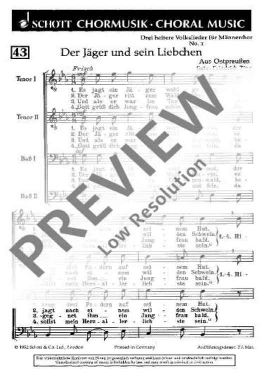 Drei heitere Volkslieder - Choral Score