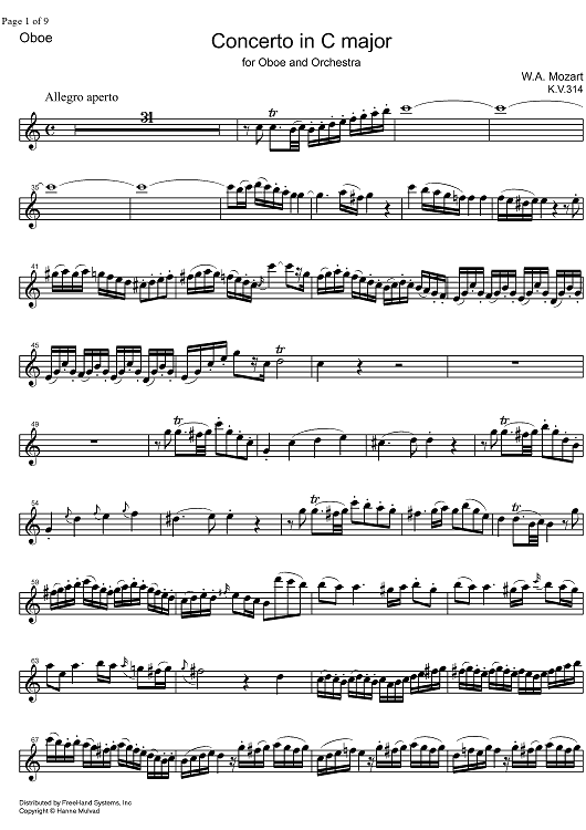 Concerto C Major KV314 - Oboe