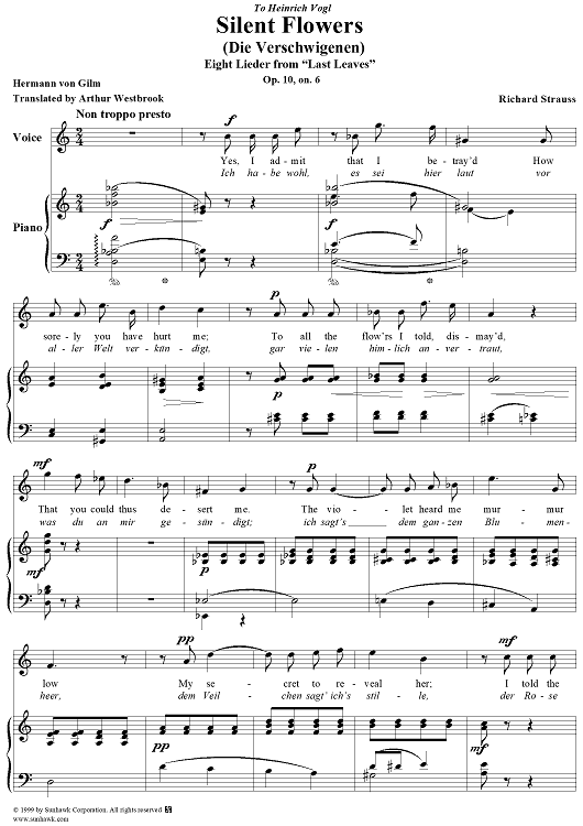 8 Lieder aus 'Letzte Blätter', Op. 10, No. 6: Die Verschwiegenen (Silent Flowers)