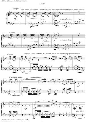 Sylvia, Act 1, No. 7: Scène - Piano Score