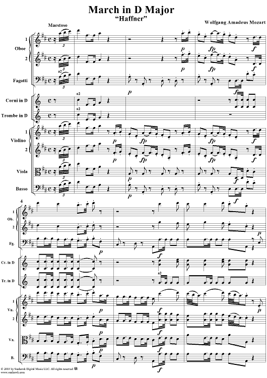 March in D Major, "Haffner", K249 - Full Score