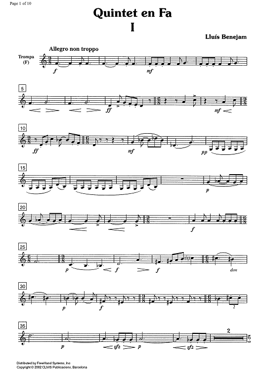 Quintet in F - Trumpet