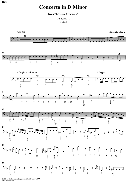 Concerto in D Minor - Bass