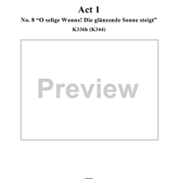 "O selige Wonne! Die glänzende Sonne steigt", No. 8 from "Zaide", Act 1, K336b (K344) - Full Score