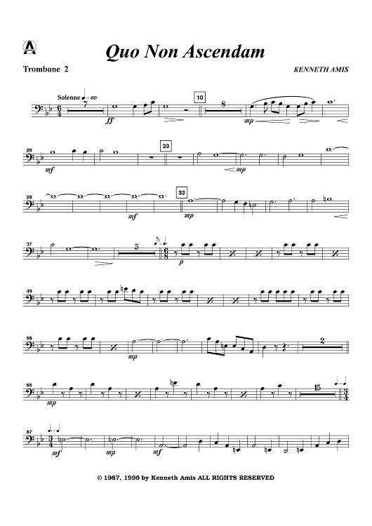 Quo Non Ascendam - Trombone 2