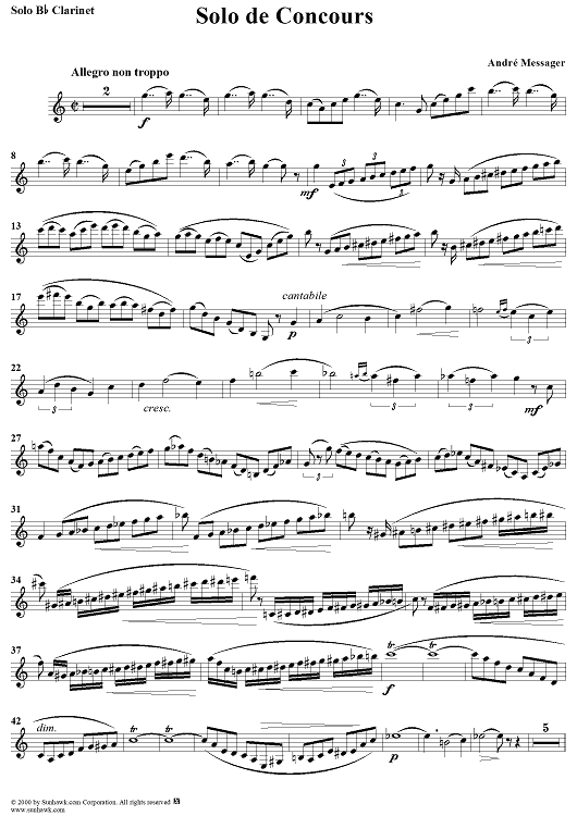Solo de Concours - B-flat Clarinet - Clarinet in B-flat