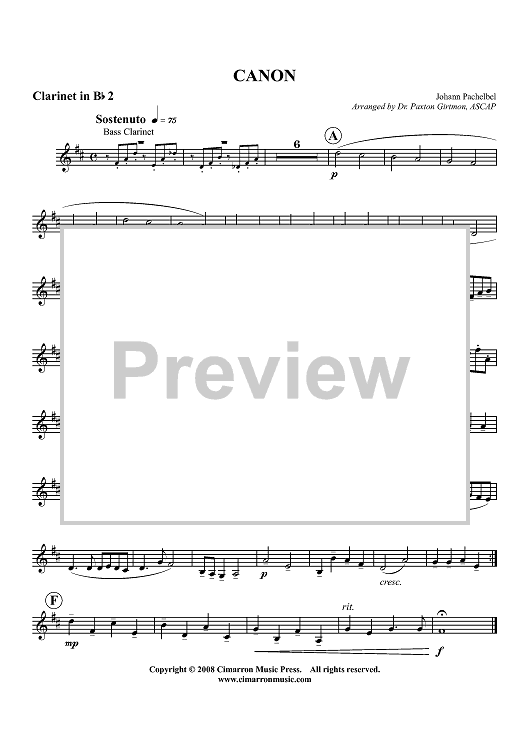 Canon - Clarinet 2 in B-flat