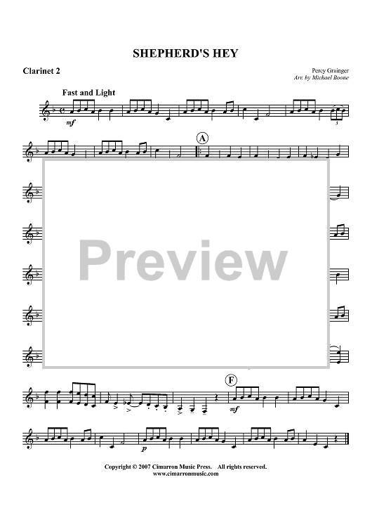 Shepherd's Hey - Clarinet 2