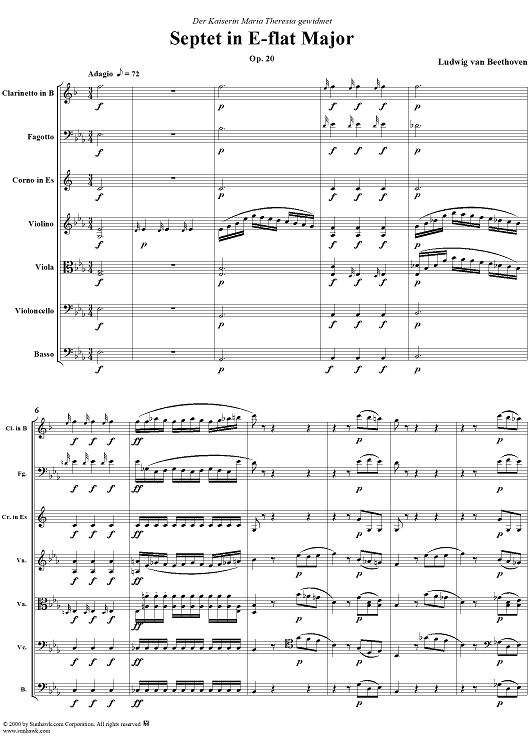Septet in E-flat Major, Op. 20 - Full Score