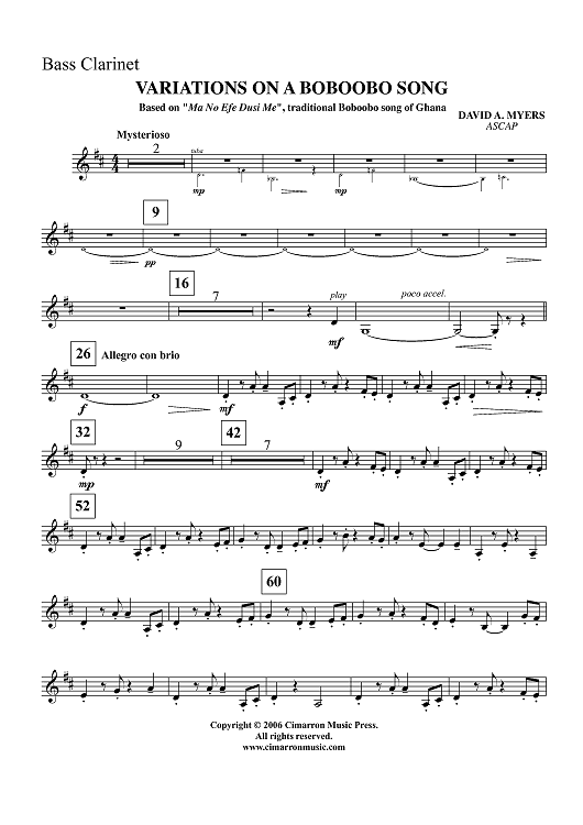 Variations on a Boboobo Song - Bass Clarinet