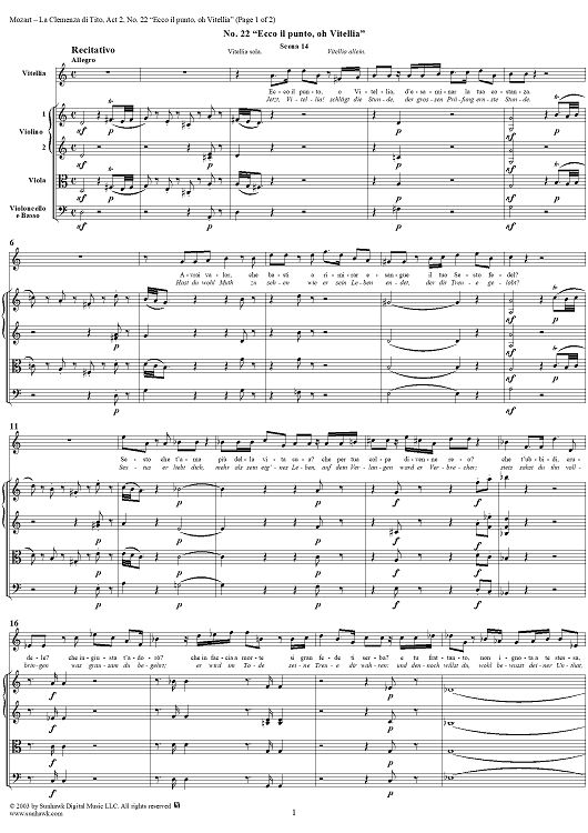 "Ecco il punto, o Vitellia", No. 22 from "La Clemenza di Tito", Act 2 (K621) - Full Score