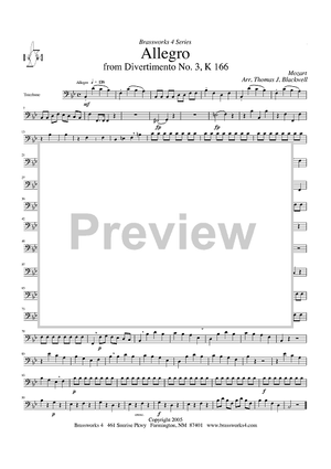 Allegro from Divertimento No. 3, K 166 - Trombone