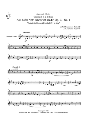Chorales I, II & III from  Aus tiefer Noth schrei 'ich zu dir, Op. 23, No. 1 - Trumpet 2 in B-flat