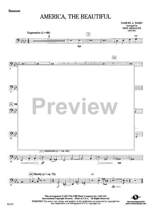 America, the Beautiful - Bassoon