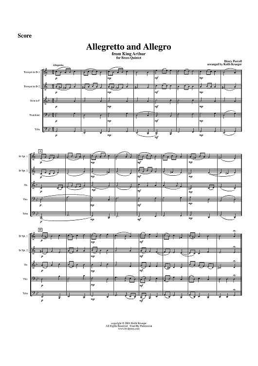 Allegretto and Allegro - Score
