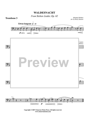 Waldesnacht from "Sieben Lieder, Op. 62" - Trombone 3